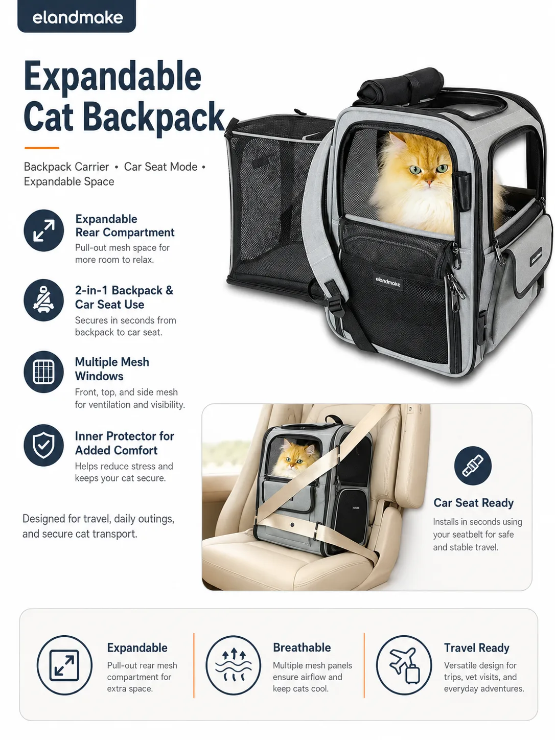 Expandable Cat Backpack Supplier